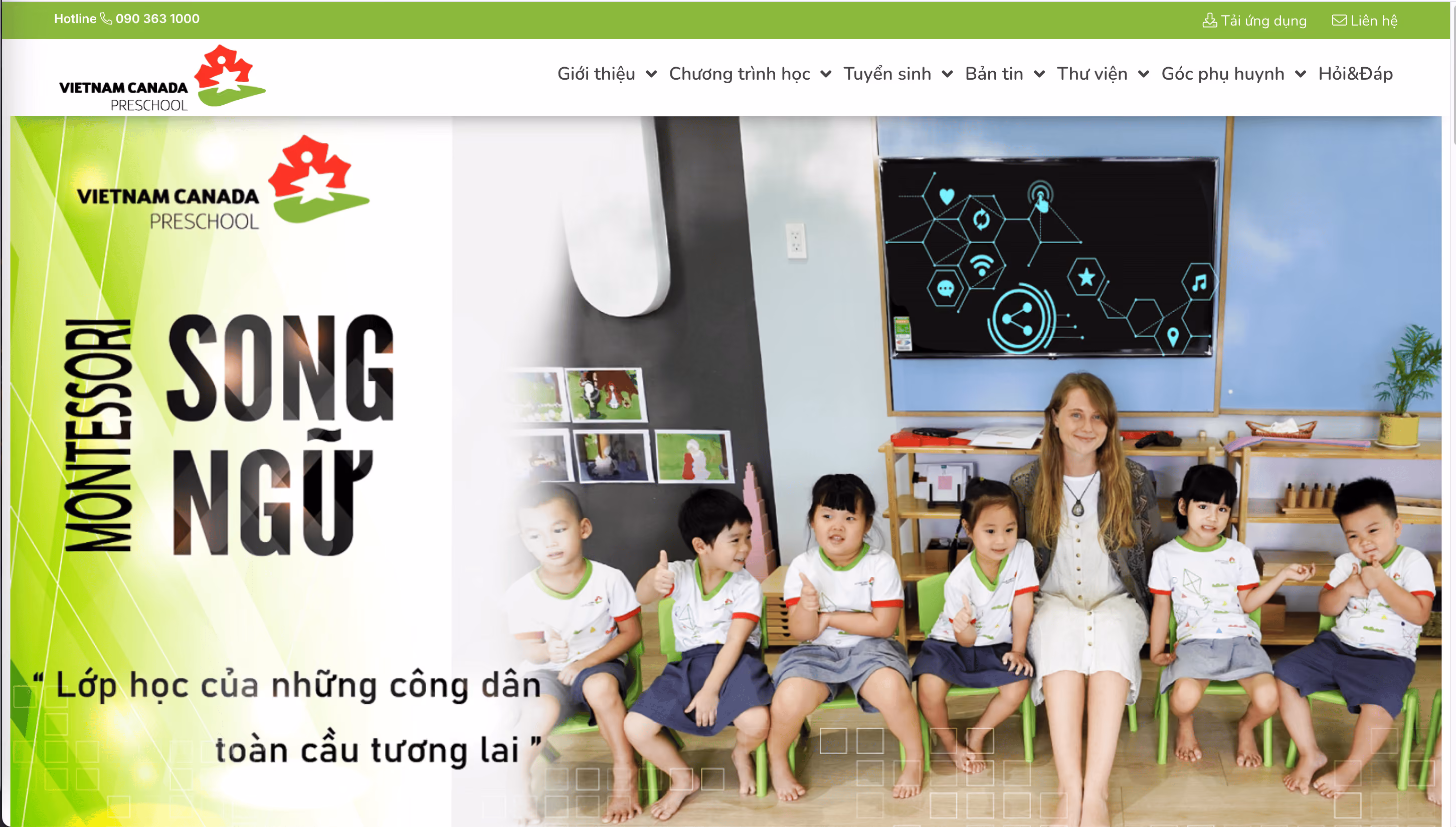 Giao diện dự án Vietnam Canada Preschool